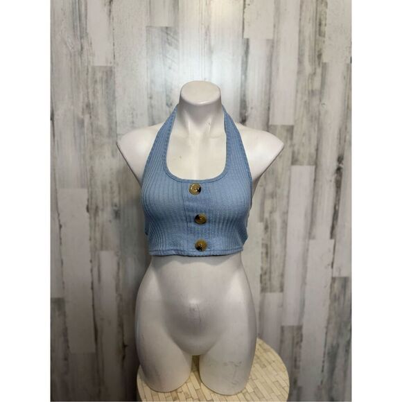 Blue backless tank top - Picture 1 of 5